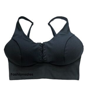 Victorias Secret Allegro Medium Support Flow on Point Lined sport bra Black